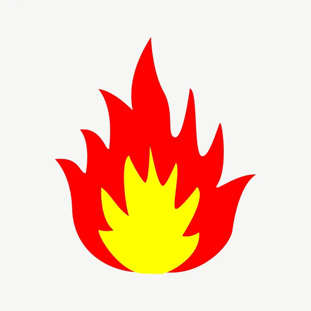 Illustration of red and yellow fire flames Image depicting fire.